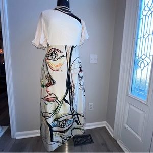 New! Loragal face abstract print dress size XL
